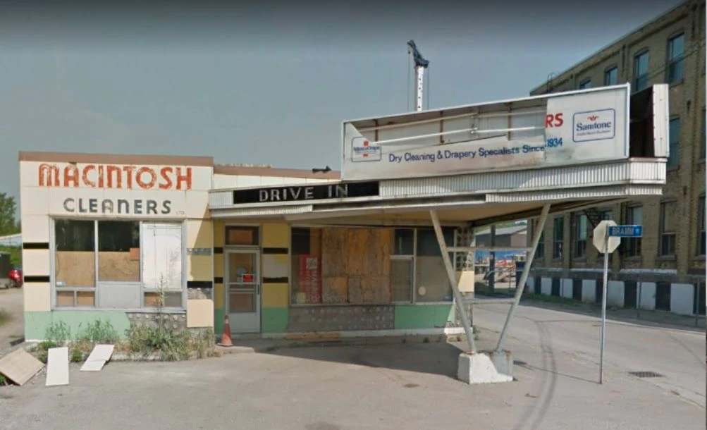 MacIntosh Cleaners building before the Victoria Wellness transformation